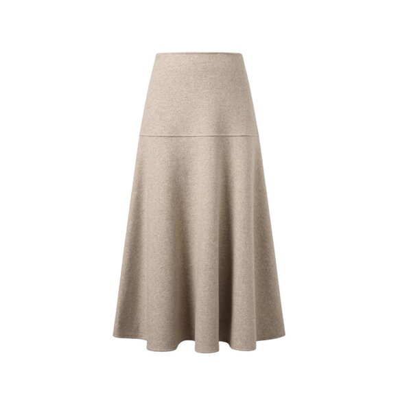 OGL Heather Oatmeal Wool-Like Flared Maxi Skirt CashSoft Size Small NWT XS $79 - Picture 4 of 11